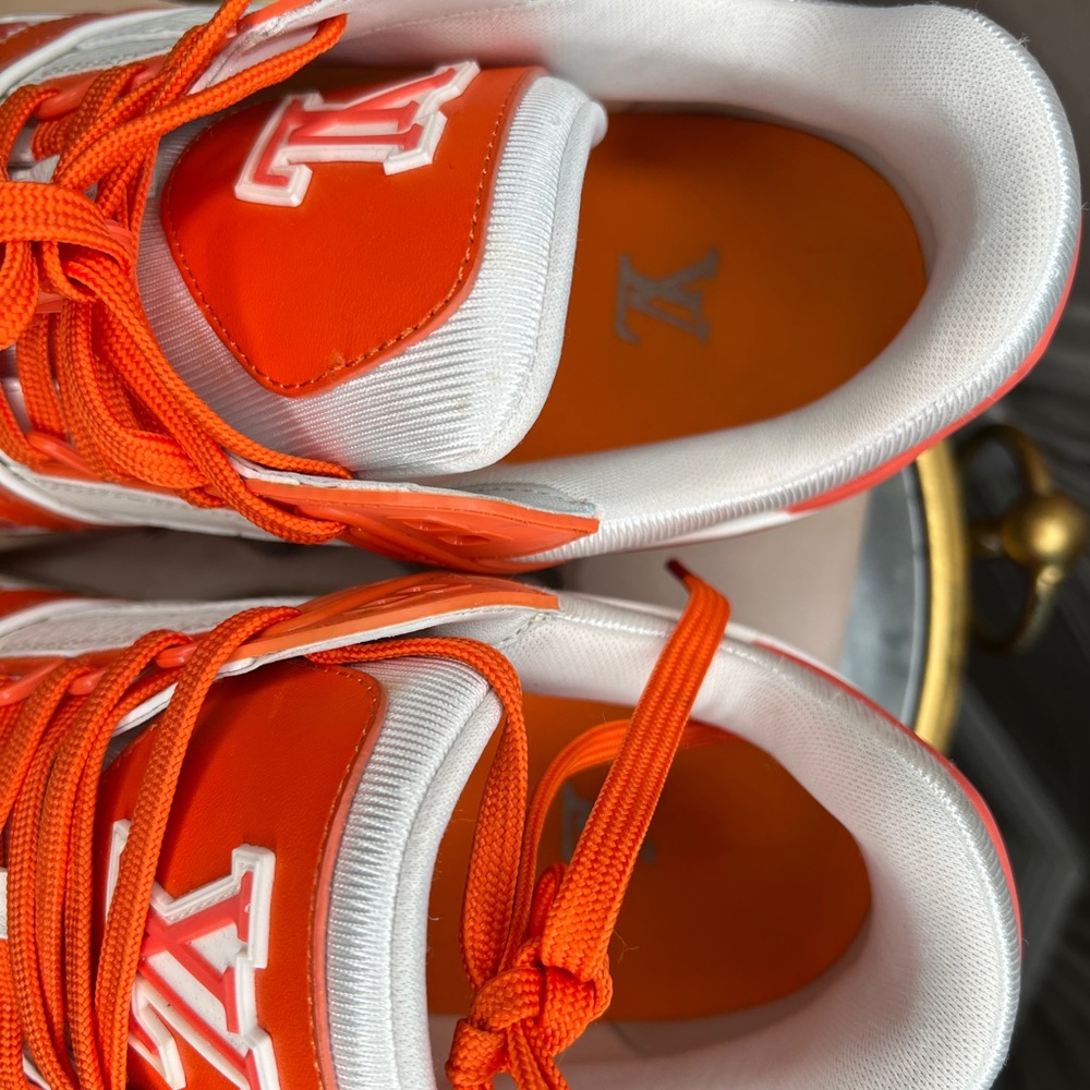 Louis Vuitton Men's Vibrant Orange and White Sneakers - Picture 4 of 10